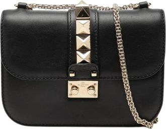 Valentino Pre-owned Small Rockstud Glam Lock Crossbody - Dames - Vintage Schoudertas - Zwart - ONE Size - Leer - Vintage