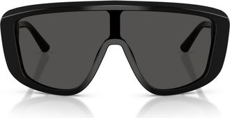 Dolce & Gabbana 128mm Rectangular Shield Sunglasses in Black /Dark Grey at Nordstrom