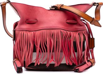 Burberry Pre-owned Womens Leather Fringe Bucket Bag - Coral - One Size