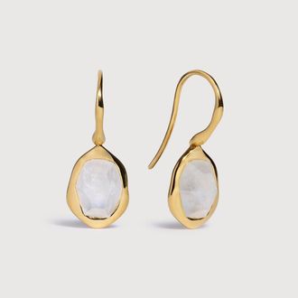 Monica Vinader Gold Odyssey Gemstone Wire Earrings Moonstone