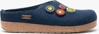 Haflinger KANON Womens Felt Wide Fit Mule Slippers Denim Blue - Size UK 8