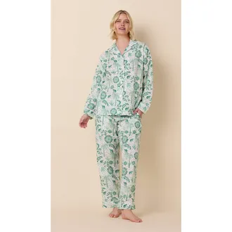 The Cats Pajamas Luxe Pima Pajama in Palmera Green at Nordstrom, Size X-Large