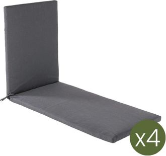 ED&Egrave;N JARD&Iacute; Pack de 4 cojines para tumbona de jard&iacute;n lux antracita 196x60x5 cm
