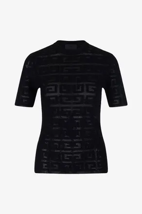 Givenchy Kurzarm-Loch-Jacquardstrick-Pullover 4G