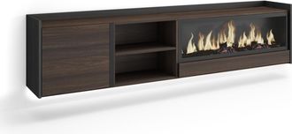 Skraut Home Skraut Home - Mueble Tv, Televisi&oacute;n, Muebles De Sal&oacute;n, Almacenaje, 212x35x50cm, Para Tv Hasta 80, Chimenea El&eacute;ctrica Xxl, Colgado, Suspendido, Led, Es