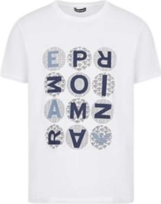 Emporio Armani Micropattern T-shirt met ronde hals - Heren - T-shirts - Wit - XL - Katoen - Tops