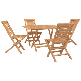vidaXL Set Da Giardino 5 Pz Marrone Legno Di Teak Solido Vidaxl