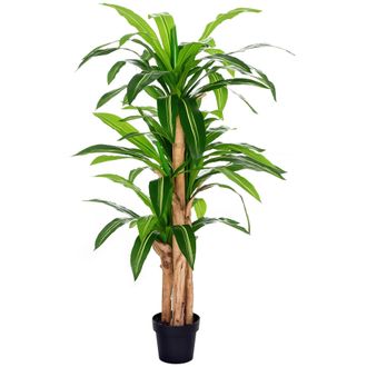 OUTSUNNY Dracaena Artificial 160 Cm Con Maceta &Aacute;rbol Artificial Con 66 Hojas Musgo Planta Artificial Para Decoraci&oacute;n Jard&iacute;n Balc&oacute;n Oficina Sal&oacute;n &Oslash;20x160 Cm
