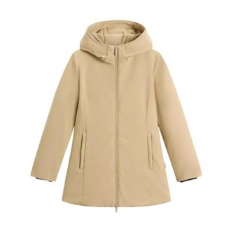 Woolrich Jassen, Dames, Beige, S, Leer, Firth Parka
