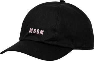 Msgm Micro Logo Baseball Cap - Dames - Petten - Zwart - ONE Size - Katoen - Accessoires