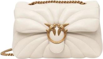 Pinko Pinko - Love Puff Classic Crossbody Tas - Dames - Tassen - Beige - Maat: ONE Size Leer