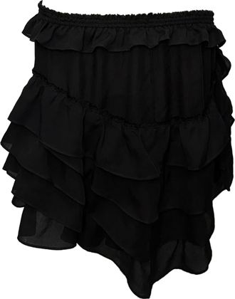 Isabel Marant Ruffled Mini Skirt in Black Silk