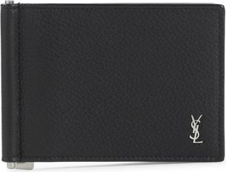 Saint Laurent Tiny Cassandre Wallet - Heren - Portefeuilles - Zwart - ONE Size - Leer - Accessoires