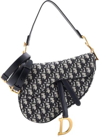 Dior Saddle Handbag with Strap Oblique Canvas Medium shoulder bag - Blu
