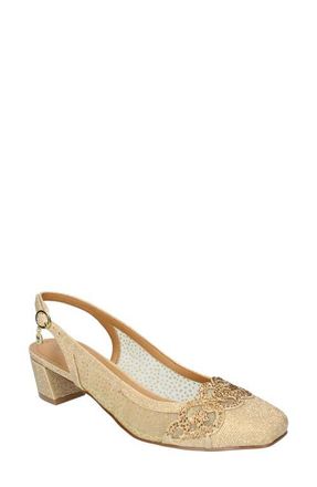J. Reneé Faleece Crystal Embellished Slingback Pump in Gold at Nordstrom, Size 10.5
