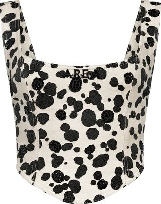 Area Dalmatian-Print Denim Corset Top Size XS