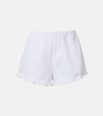 Hunza G Frill cotton poplin shorts