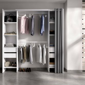 Dmora Dmora - Armario Resegone, Estructura Para Vestidor, Perchero Abierto, 180x50h205 Cm, Blanco Y Gris