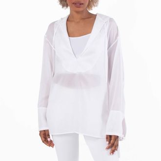 Ferragamo Ferragamo White Hooded Tunic Oversized Top