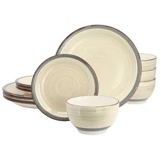 Gibson Home Holcomb 12 Piece Ceramic Dinnerware Set in Beige at Nordstrom