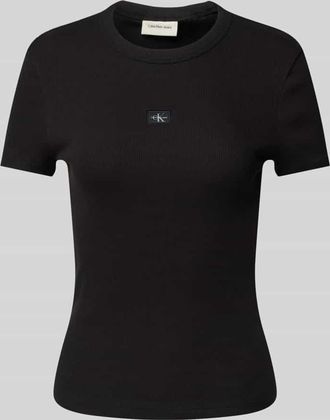 Calvin Klein Jeans T-Shirt mit Label-Detail in Black, Gr&ouml;&szlig;e XS