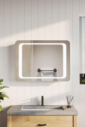 Living and Home LED Wall Mounted Anti-Fog Illuminated Bathroom Mirror with Sensor Switch in Silver