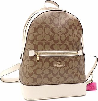 Coach Beige White Pvc Backpack (Pre-Owned)