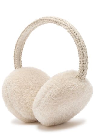 Moncler Logo-appliqu&eacute;d Fleece Earmuffs - Cream - One Size