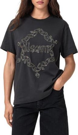 AllSaints Link Embellished Cotton T-Shirt in Washed Black at Nordstrom Rack, Size X-Small