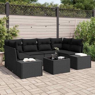 vidaXL Vidaxl - Conjunto De Sof&aacute; De Jard&iacute;n Manual 7 Pcs Negro 55 X 55 X 37 Cm
