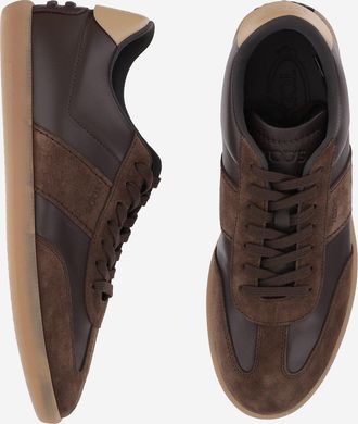 Tod's Mens Leather Sneakers Brown And Suede Trainers