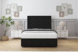 Comfort Beds Rio Plush Divan Set 2 Drawers-54 Headboard in Black | Size: Double