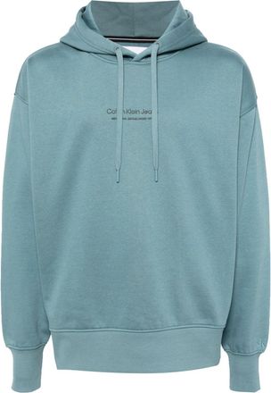 Calvin Klein Jeans logo-print drawstring hoodie - men - Cotton/Polyester - S - Blue