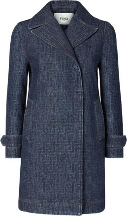 Fendi Quilted FF Denim Jacket - Dames - Mantel - Blauw - M - Denim - Jassen