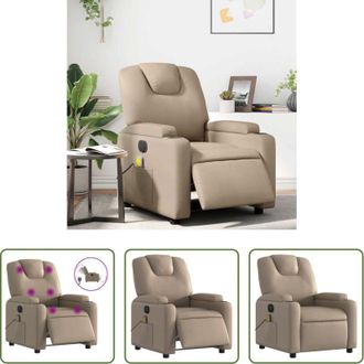 vidaXL Massaggio - Poltrona Reclinabile Massaggio Elettrica Cappuccino Similpelle