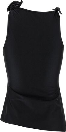 Coperni Asymmetric Flower Cut-Out Tank Top - Black