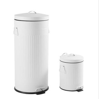 Happimess Theo Retro 8-Gallon Step Trash Can with Soft-Close Lid and Mini Trash Can in Cotton White at Nordstrom