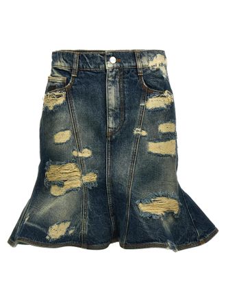 Marc Jacobs Womens The Rip And Repair Straight Jean Skirt