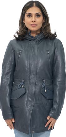 Infinity Leather Womens Leather Hooded Parka Jacket-Bucharest