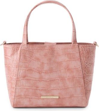 Brahmin Small Mona Croc Embossed Leather Tote in Blush at Nordstrom