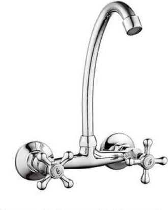 Trade Shop Trade Shop - Miscelatore Rubinetto Parete Manopole A Croce Cucina Lavello Ottone Roma 69407