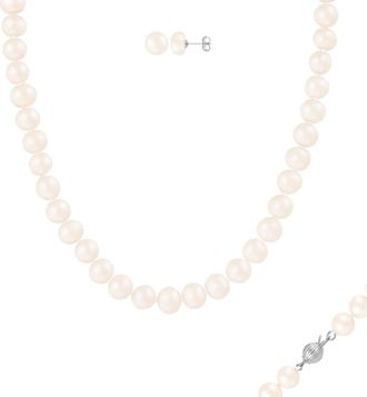 Splendid Pearls Beautiful 2 Piece 8-9mm Freshwater Pearl Set, Sterling Silver
