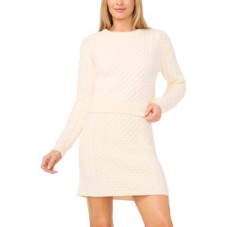 CeCe by Cynthia Steffe Cable Crewneck Sweater in Vanilla at Nordstrom Rack, Size Xx-Large