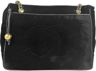 Chanel Pre-owned Shoulder Bags, female, Black, Size: ONE SIZE Pre-owned Velvet chanel-bags
