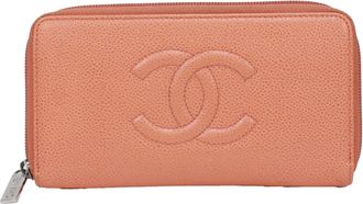 Chanel Orange Leather Long Wallet (Bi-Fold) (Pre-Owned)