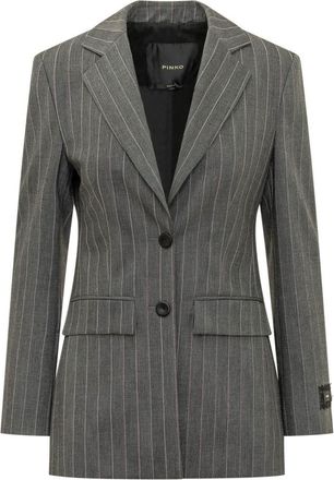 Pinko Grey Stripes Peaked Lapel Blazer