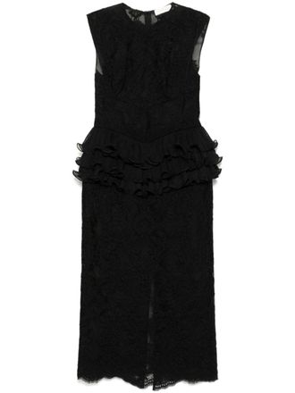 Zimmermann crush lace frill dress - women - Silk/Polyester - 3 - Black