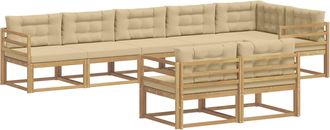 vidaXL Conjunto De Sof&aacute;s De Exterior 6 Uds. Y Beige Poli&eacute;ster Vidaxl