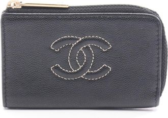 Chanel Black Leather Coin Purse/Coin Case (Pre-Owned)