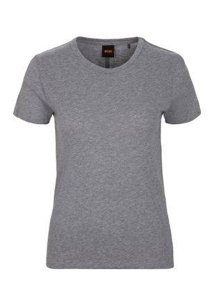 Boss Orange by Hugo Boss T-Shirt BOSS ORANGE C_Esla, Damen, Gr. XL, grau (silbergrau), Single Jersey, Obermaterial: 100% Baumwolle, Basic, regular fit normal, Rundhals, eng ei